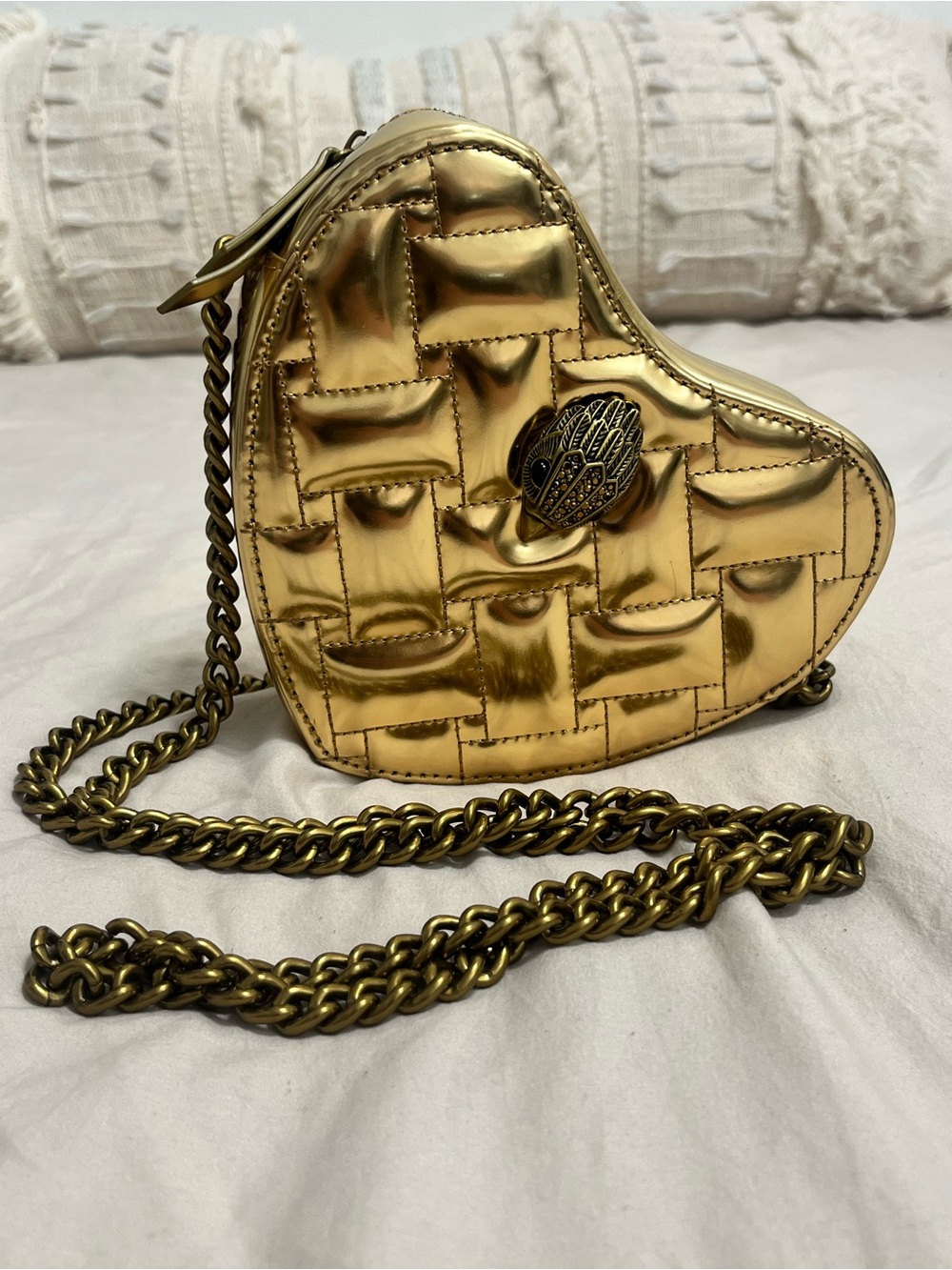Kurt Geiger Kensington Gold Heart Crossbody Bag